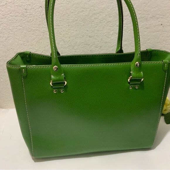 KATE SPADE Wellesley Quinn Emerald Green Leather Satchel Handbag - Picture 4 of 12